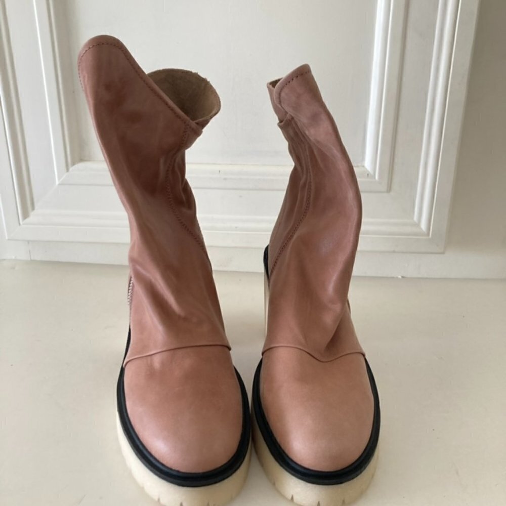 NWOB Free People Jack Zip Brown Leather Boots Sz 40 - Picture 5 of 10